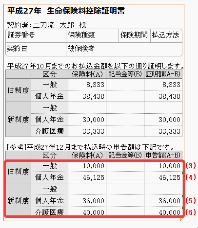 生命保険料控除証明書サンプル