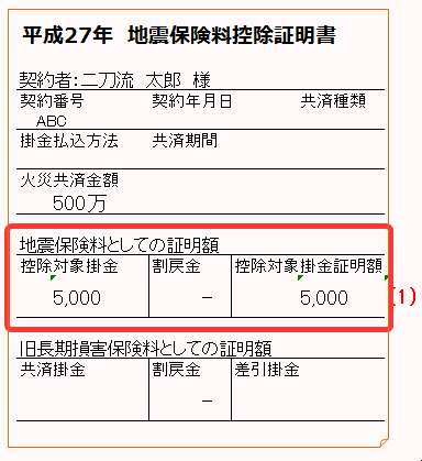 地震保険料控除証明書サンプル