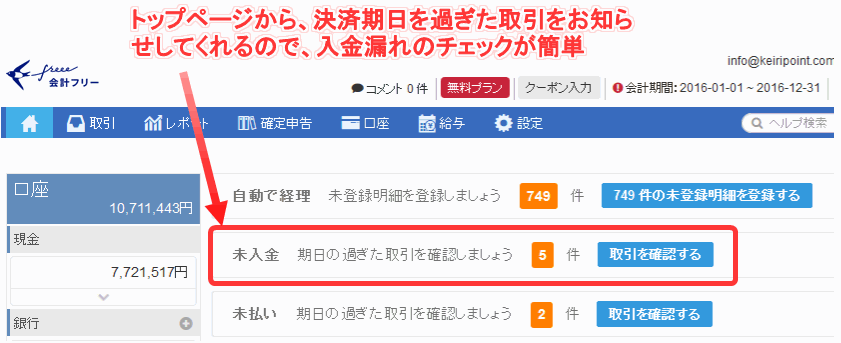 freee[請求書]未入金チェック