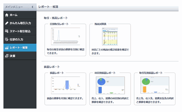 やよいの青色申告オンラインのレポート機能